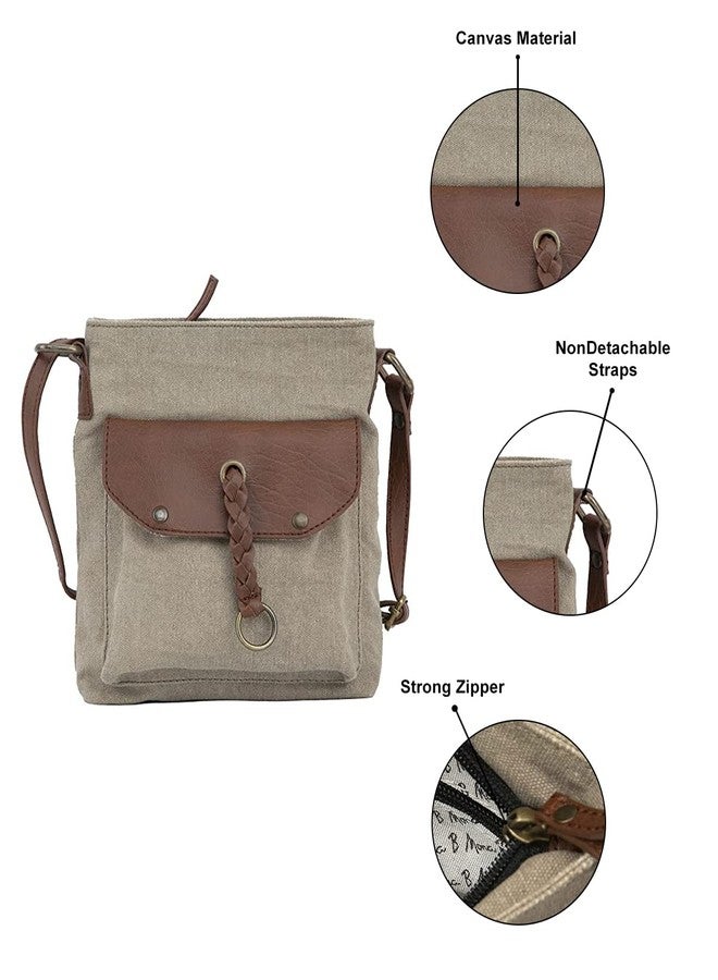 Mona B Canvas Sling Crossbody Bag with Stylish Design for Women - River Stone - Image 4